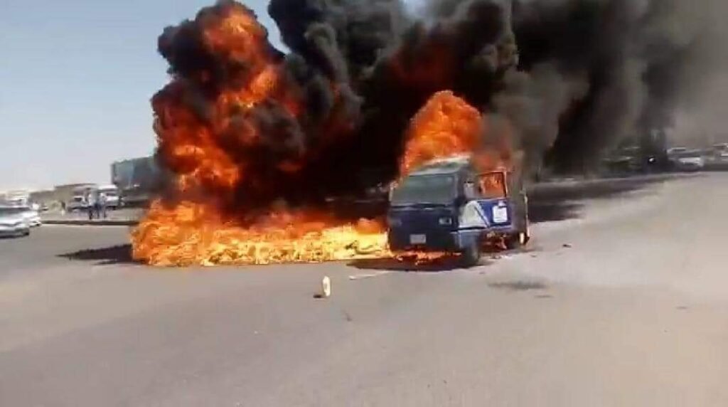 احتراق عربة توزيع مطبخ منظمة قيم الخيري
